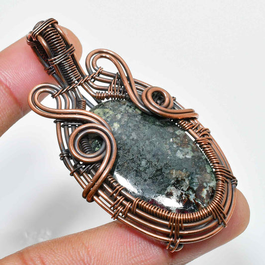 Midnight Anchor – Black Stone Copper Pendant