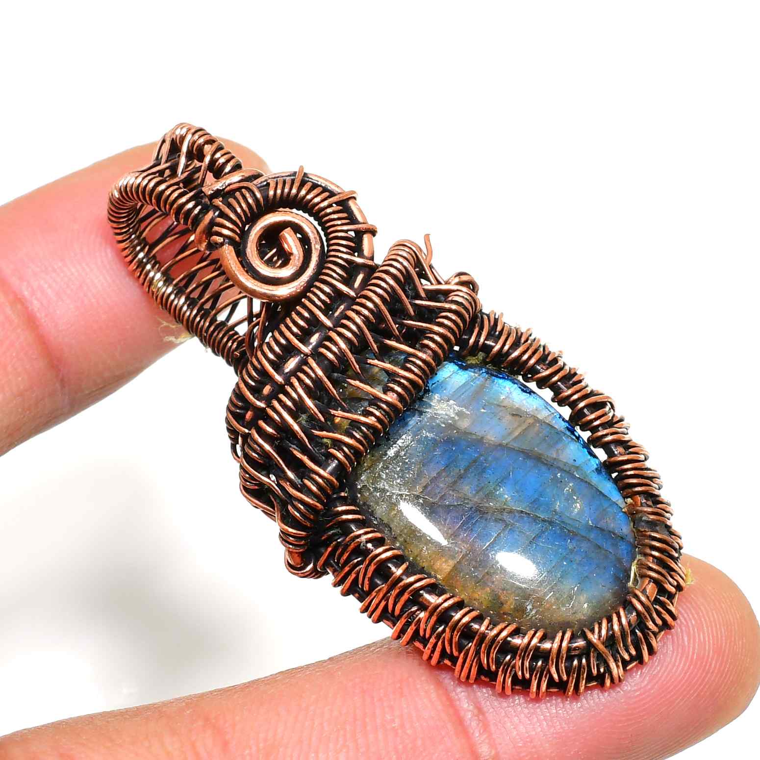 Luna’s Embrace – Moonstone Copper Pendant