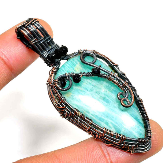 Azura’s Embrace – Amazonite Copper Pendant