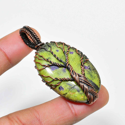 Earth’s Whisper – Tree of Life Green Tourmaline Pendant