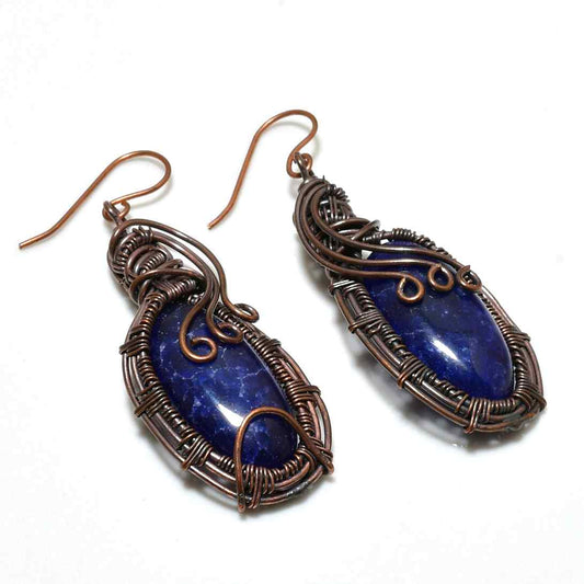 Luna’s Embrace – Lapis Lazuli Copper Earrings