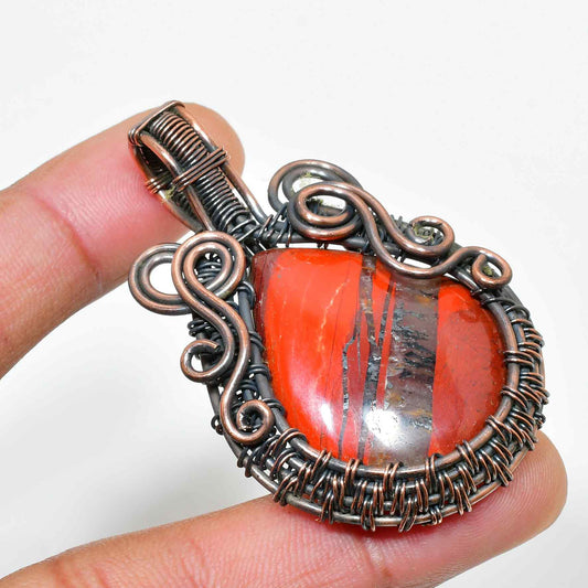 Ember’s Embrace – Red Jasper Copper Pendant