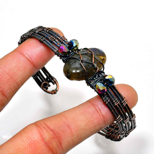 Aurora’s Guard – Rainbow Obsidian Copper Bracelet