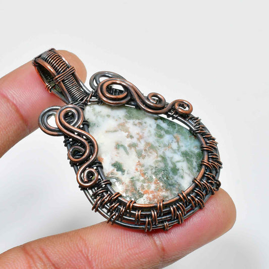 Verdant Harmony – Jade & Copper Pendant