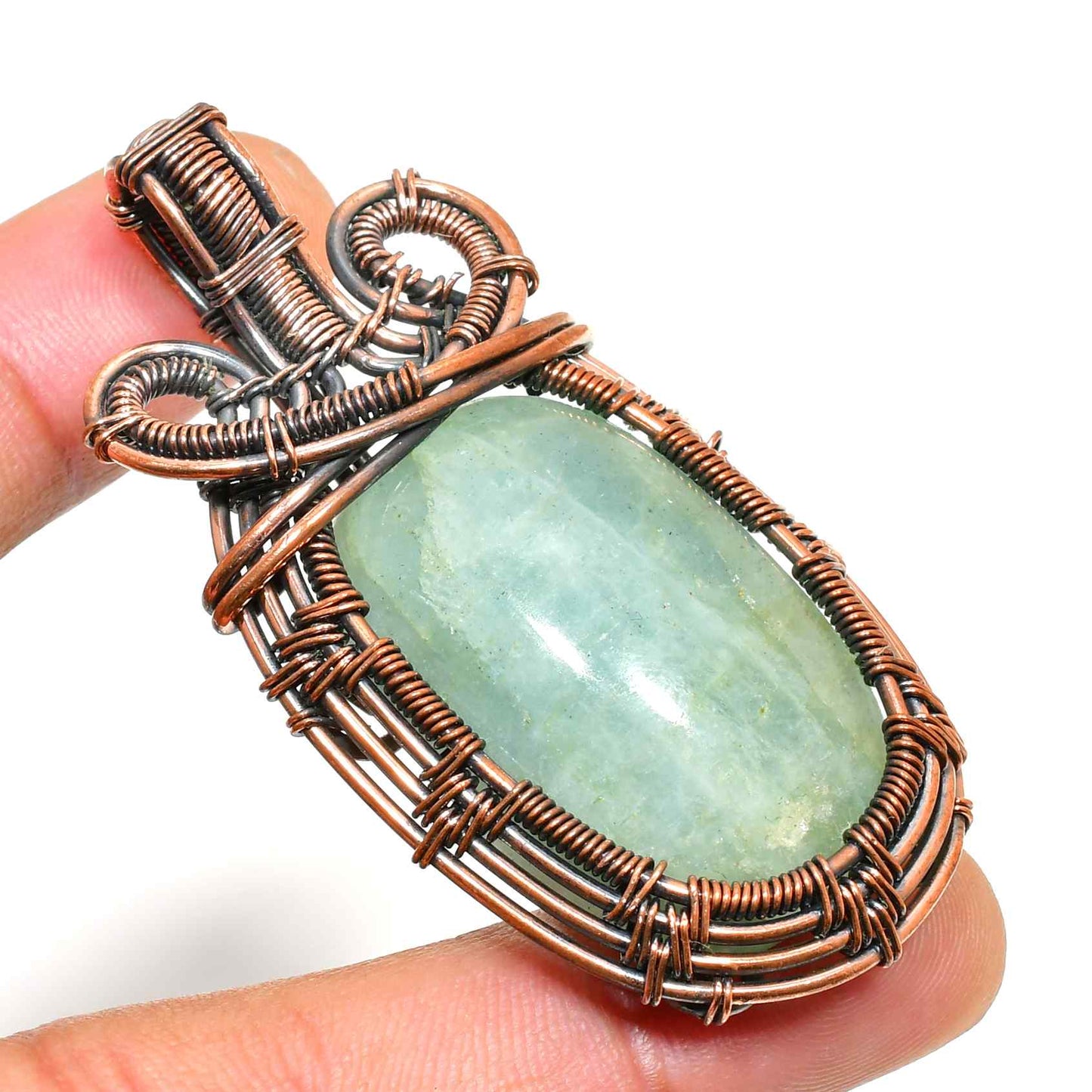 Verdant Serenity – Green Aventurine Copper Pendant