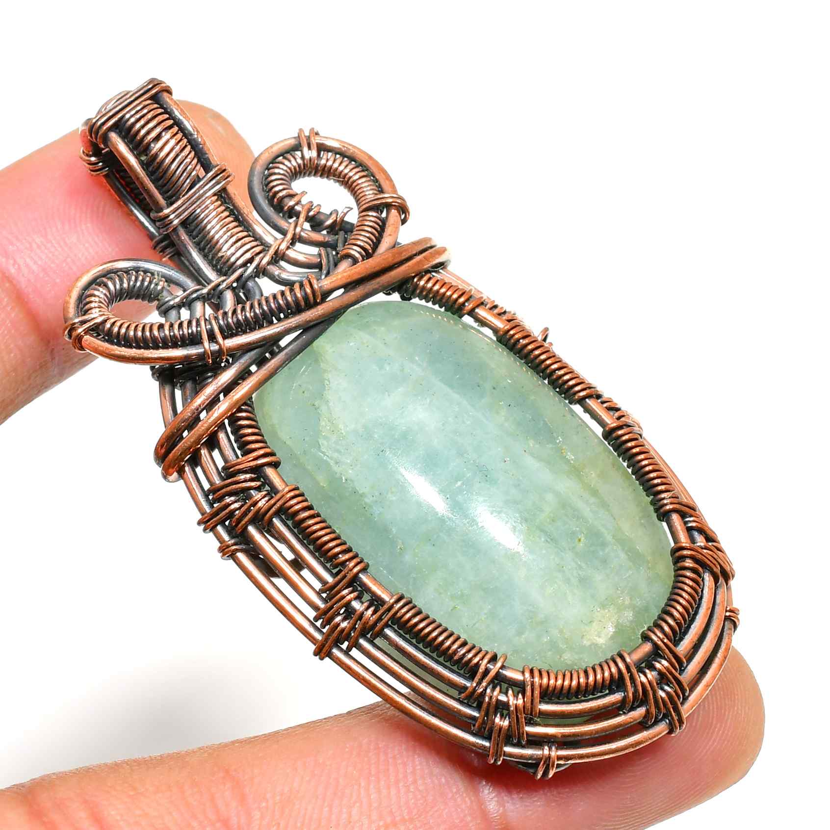Verdant Serenity – Green Aventurine Copper Pendant