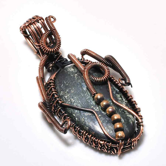 Terra’s Embrace – Oxidized Copper & Gemstone Pendant