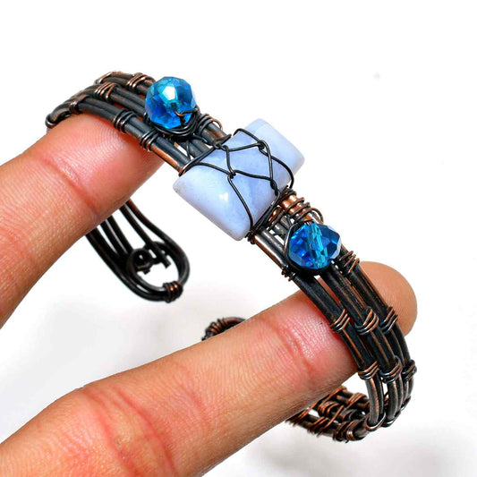 Azure Serenity – Blue Chalcedony & Copper Bracelet