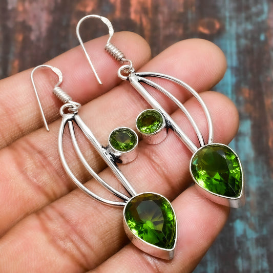 Verdant Renewal – Sterling Silver Peridot Earrings