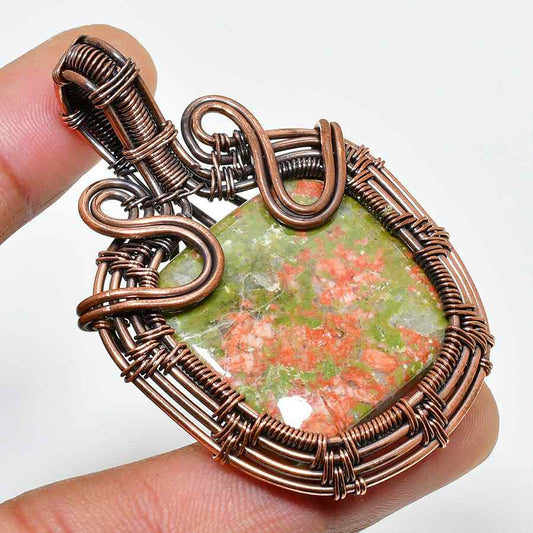Gaia’s Embrace – Unakite & Copper Pendant
