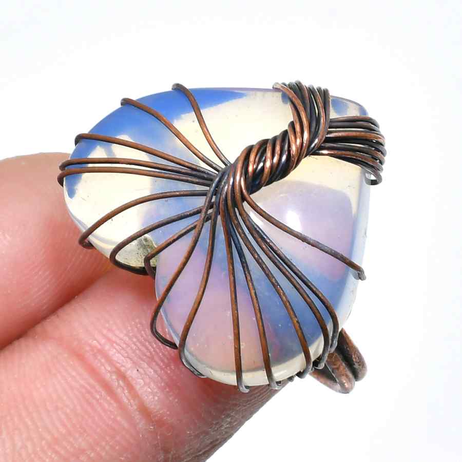 Luna’s Radiance – Oxidized Copper Opal Pendant