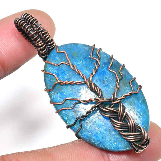 Ocean’s Embrace – Blue Stone Copper Pendant