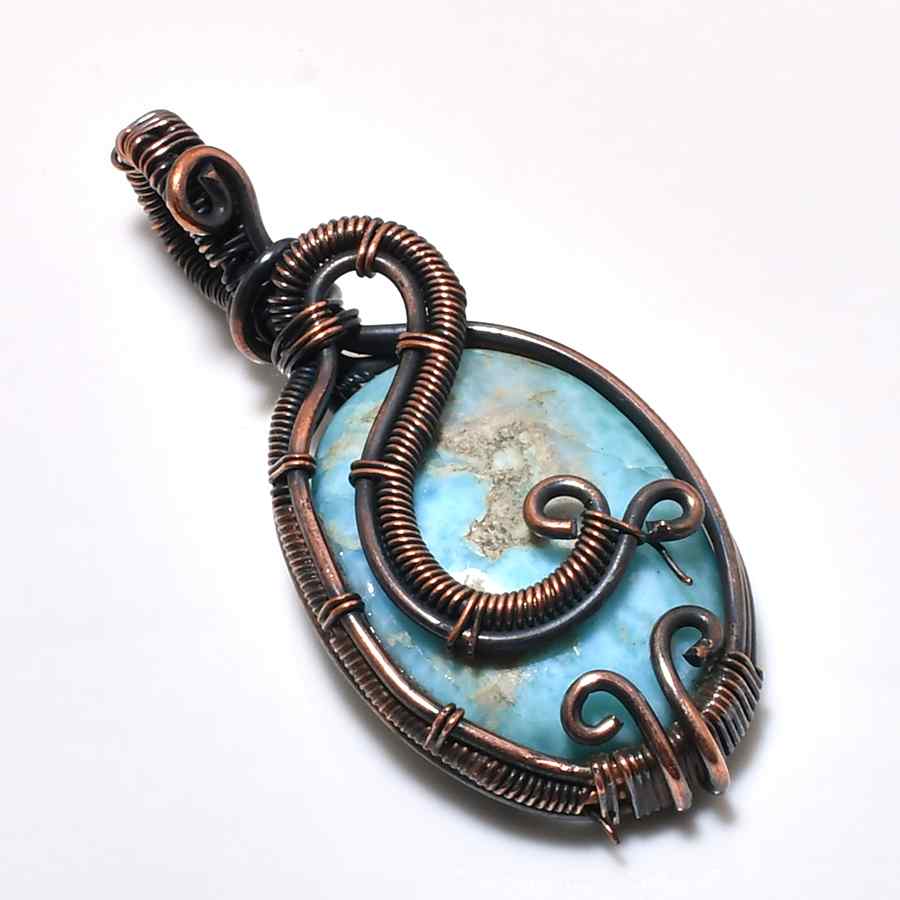 Ocean’s Whisper – Larimar Copper Pendant