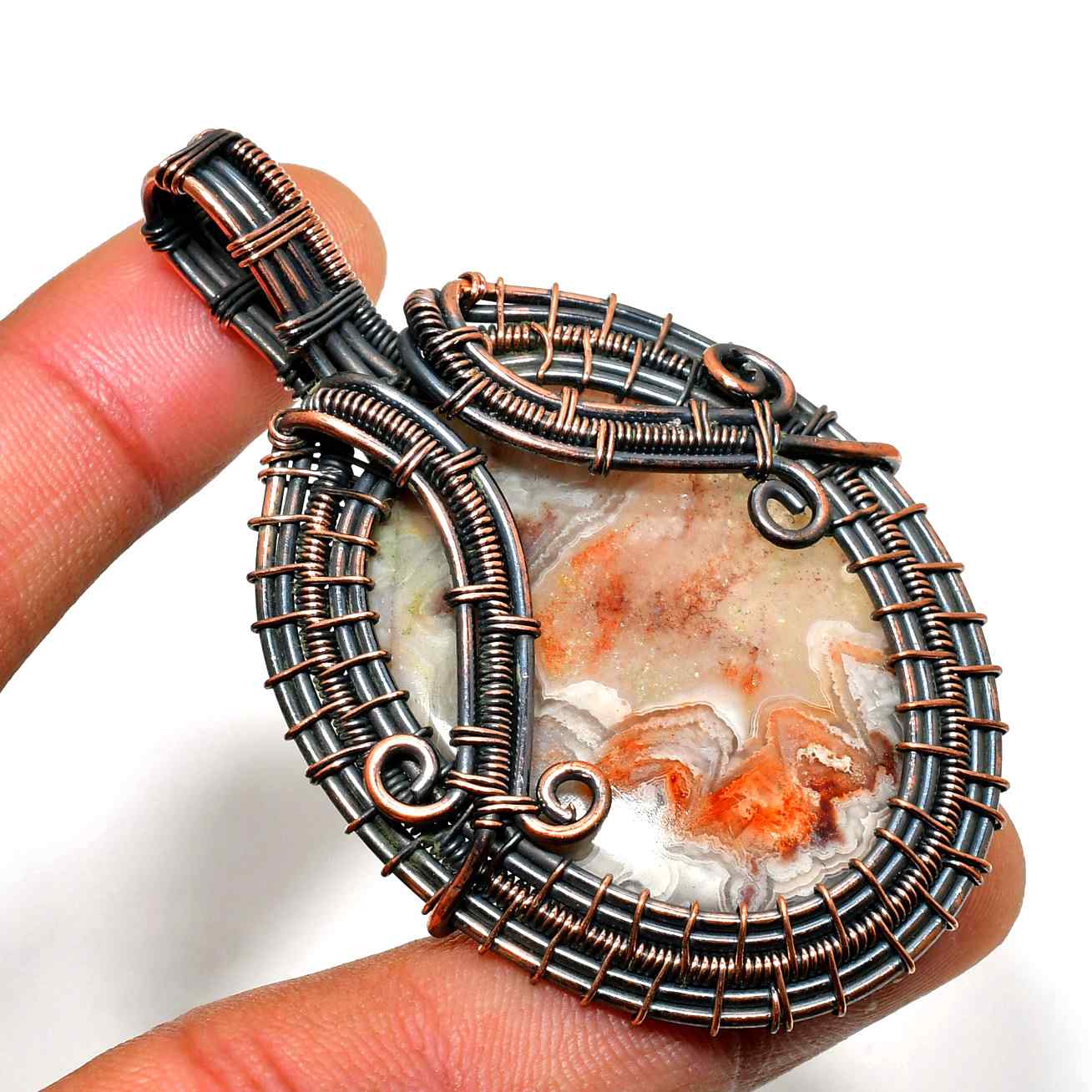 Gaia’s Embrace – Agate & Copper Pendant