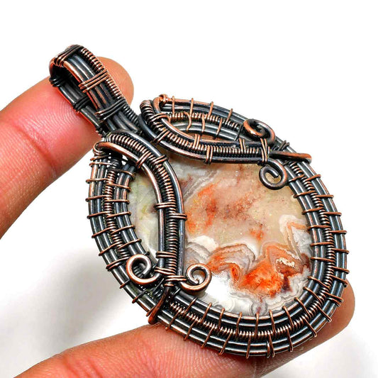 Gaia’s Embrace – Agate & Copper Pendant
