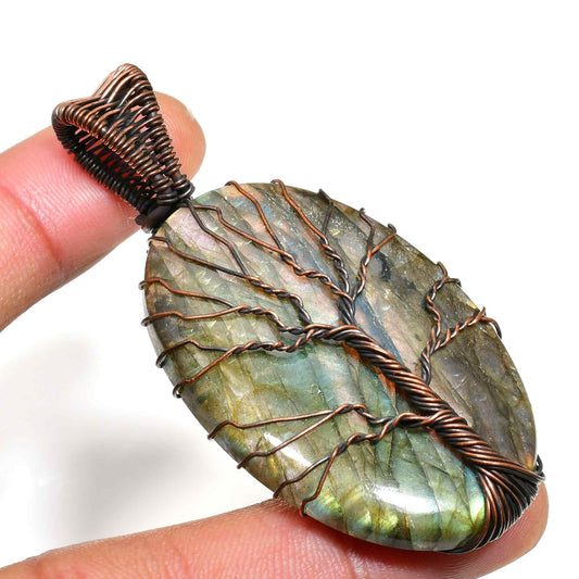 Gaia’s Embrace – Labradorite Tree of Life Pendant