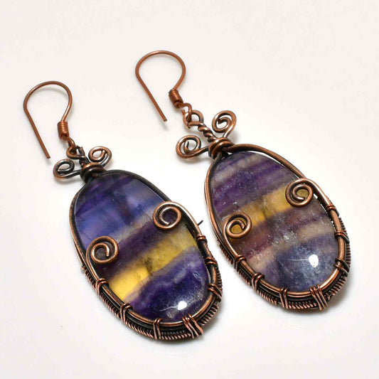 Serenity’s Prism – Fluorite & Copper Earrings