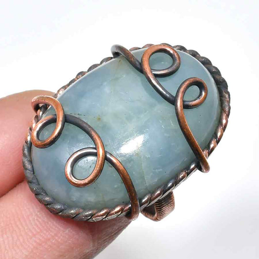 Ocean’s Whisper – Aquamarine Copper Ring