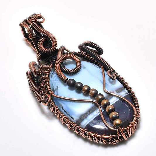 Azure Harmony – Blue Agate Copper Pendant