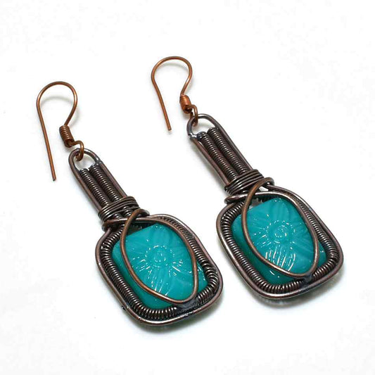 Serenity Drop – Artisan Turquoise Copper Earrings