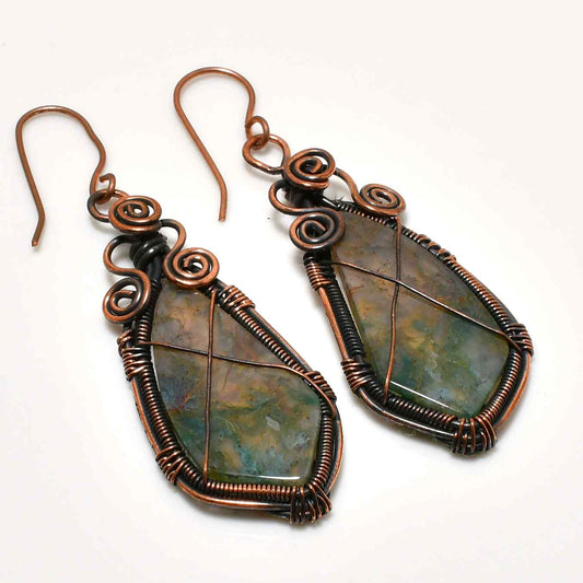 Gaia’s Embrace – Copper-Wrapped Stone Earrings