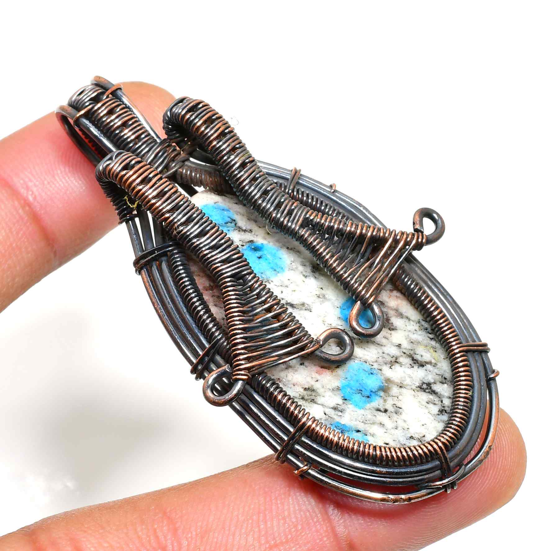 Artisan’s Embrace – Copper-Wrapped Natural Stone Pendant
