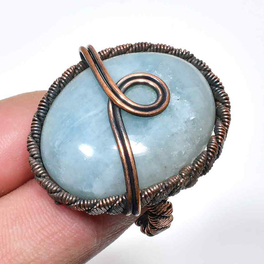 Tranquil Tide – Aquamarine Copper Ring