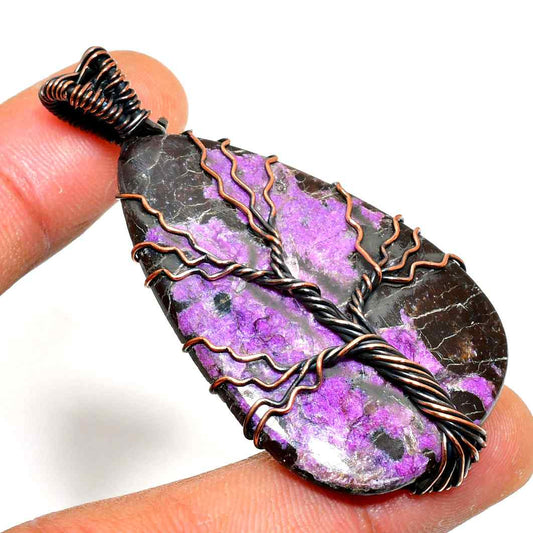 Gaia’s Embrace – Charoite Copper Pendant