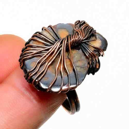 Gaia’s Embrace – Oxidized Copper Agate Ring