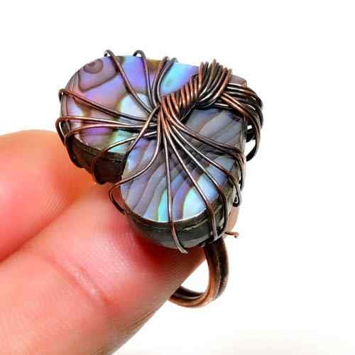 Luna’s Embrace – Abalone & Copper Ring