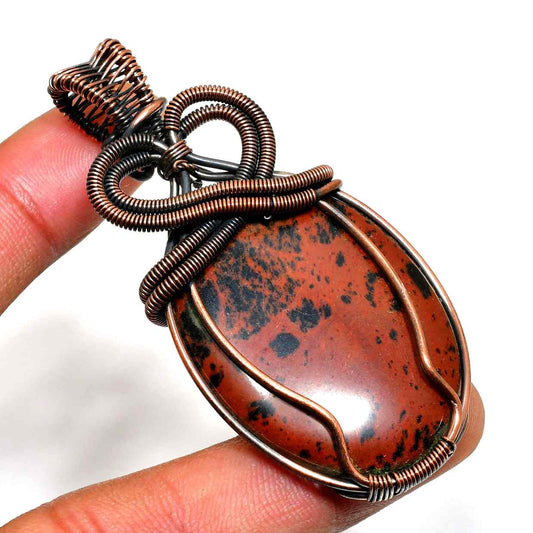 Aurora’s Flurry – Snowflake Obsidian Copper Pendant