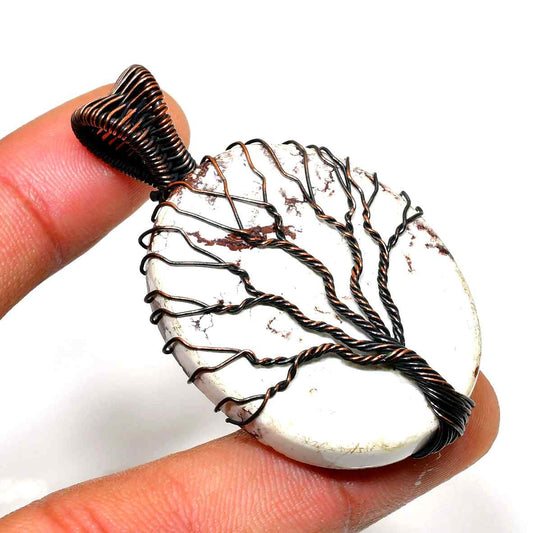 Serenity Tree – White Howlite & Copper Pendant