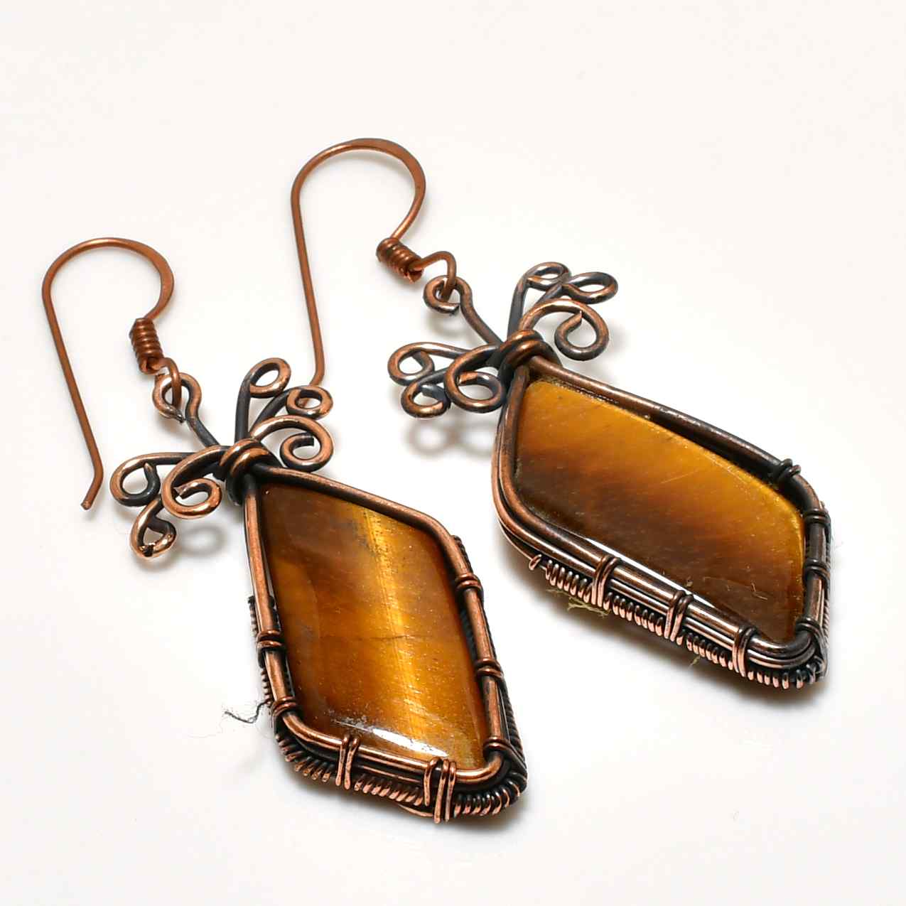Grounded Grace – Tiger’s Eye Copper Earrings