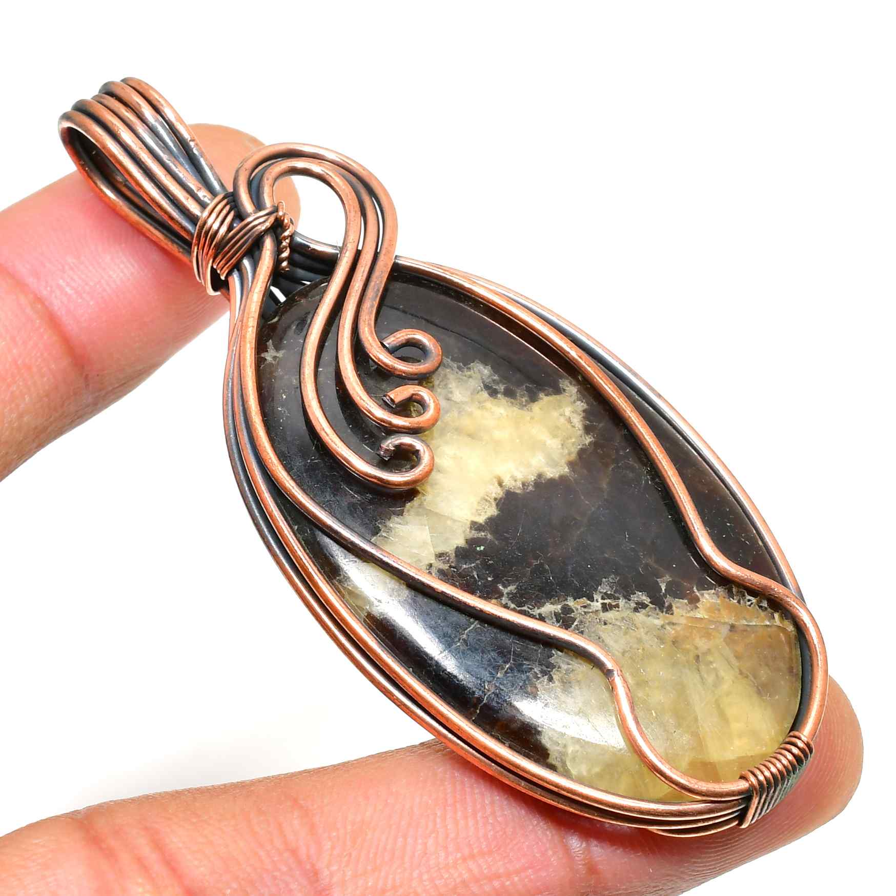 Ember’s Whisper – Obsidian & Copper Pendant