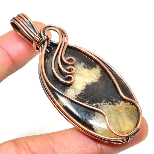 Ember’s Whisper – Obsidian & Copper Pendant