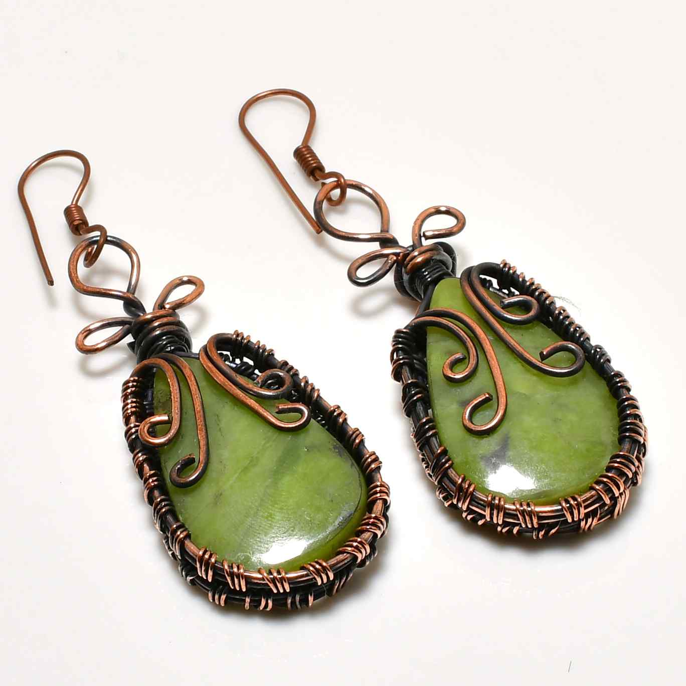 Verdant Harmony – Greenstone Copper Earrings