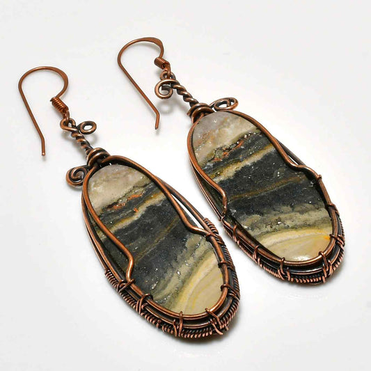 Gaia’s Echo – Geode & Antique Brass Earrings