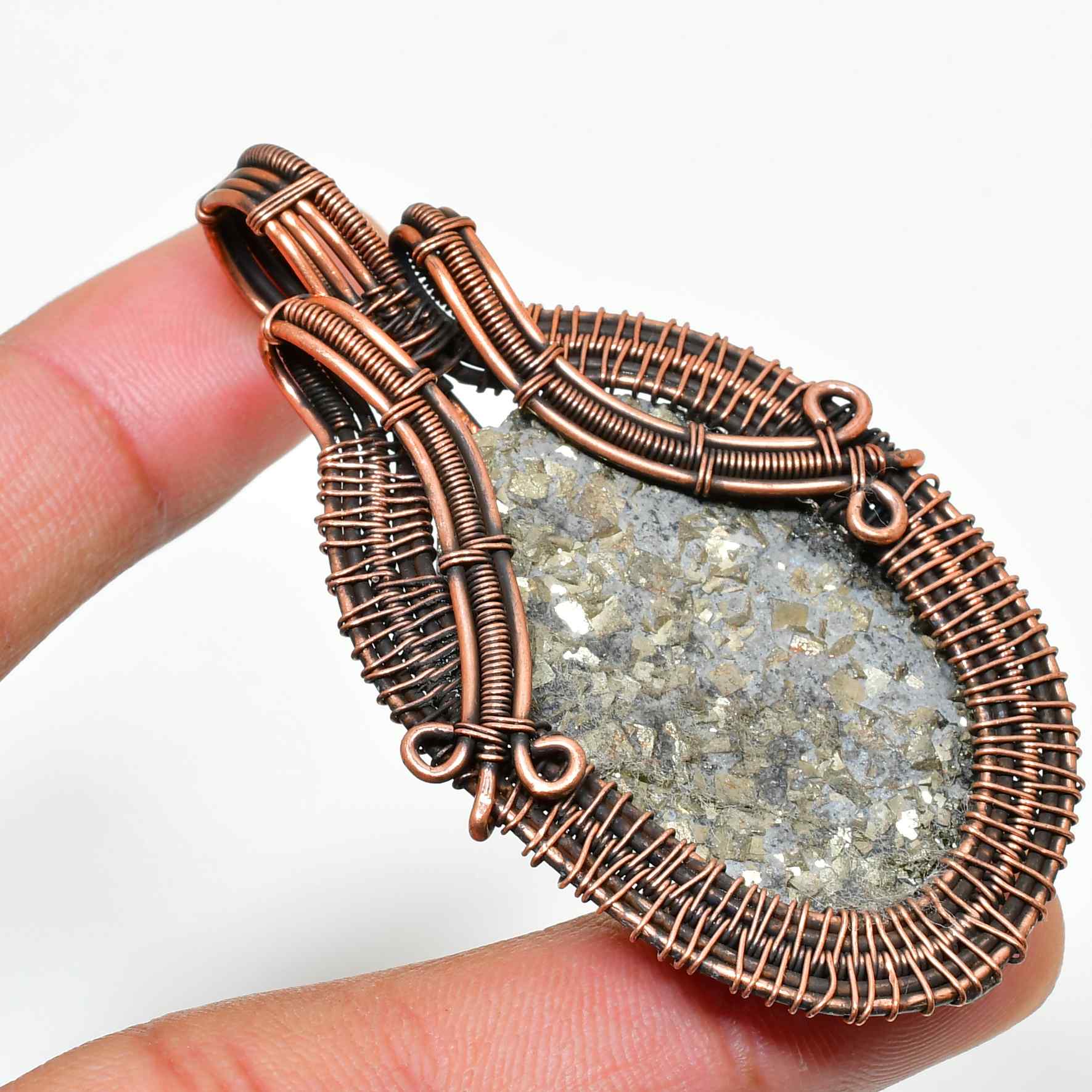 Gaia’s Embrace – Oxidized Copper Crystal Pendant