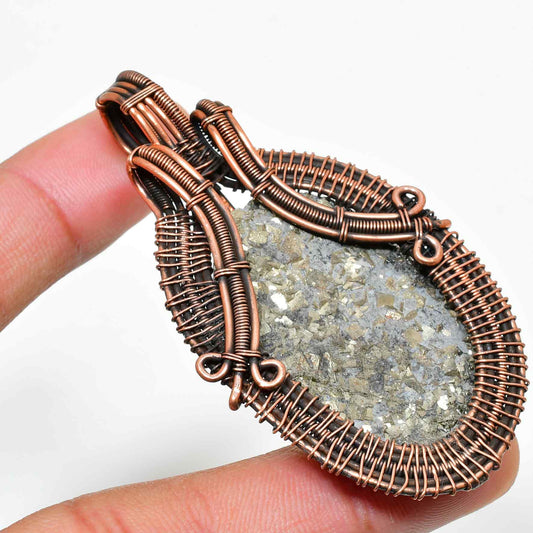 Gaia’s Embrace – Oxidized Copper Crystal Pendant