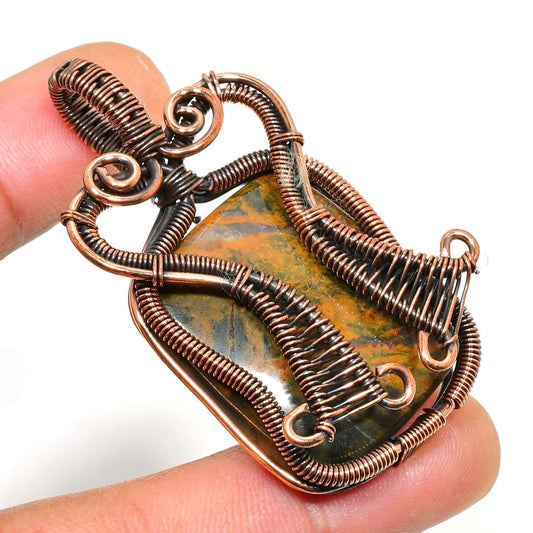 Grounded Grace – Natural Stone Copper Pendant