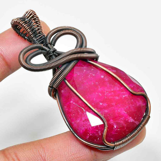 Ruby’s Radiance – Oxidized Copper Pendant