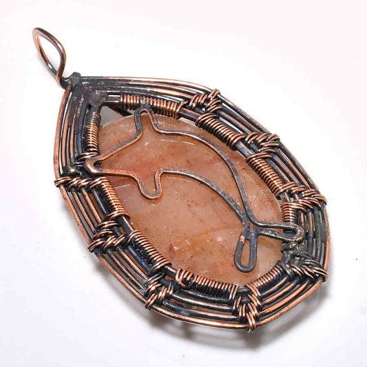 Ocean Harmony – Aquamarine Copper Dolphin Pendant