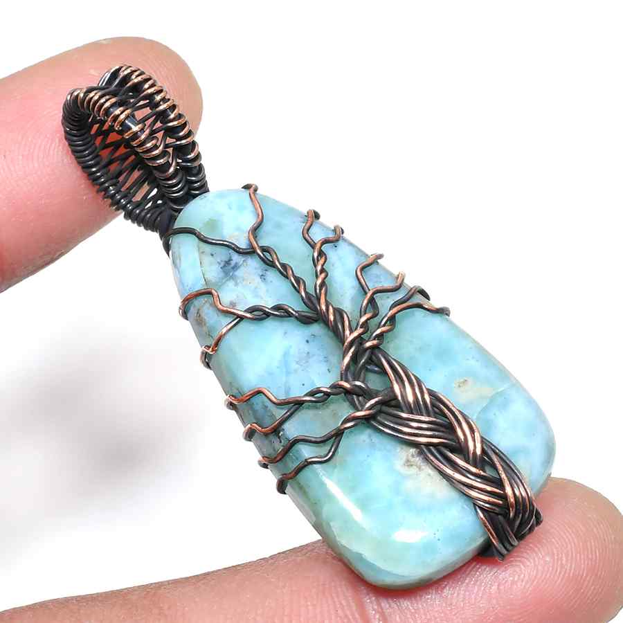 Ocean’s Embrace – Larimar & Antique Copper Pendant