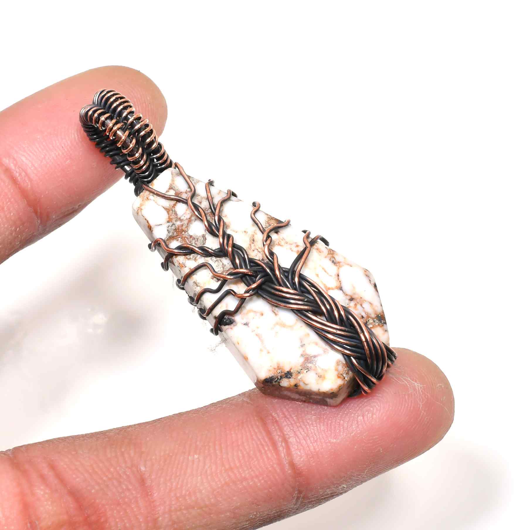 Nature’s Embrace – Copper-Wrapped Stone Pendant