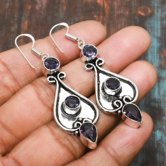 Celestial Calm – Sterling Silver Amethyst Earrings