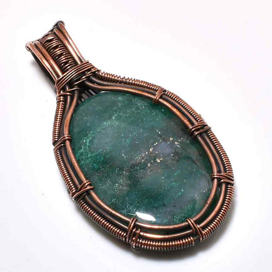 Verdant Harmony – Emerald & Copper Pendant