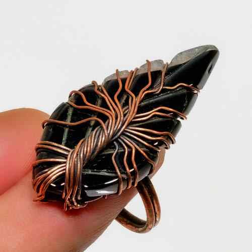 Obsidian Guardian – Oxidized Copper Ring