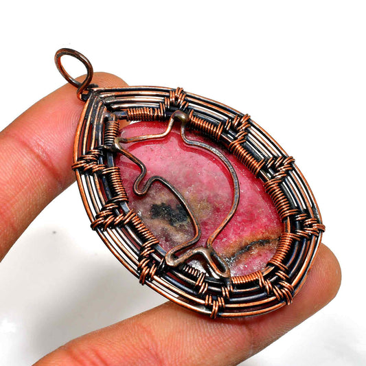 Aurora’s Embrace – Rhodonite Copper Pendant