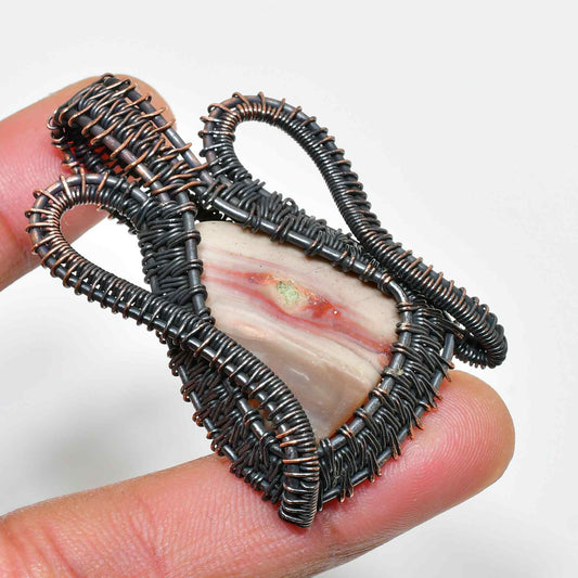 Gaia’s Embrace – Blackened Copper Agate Pendant