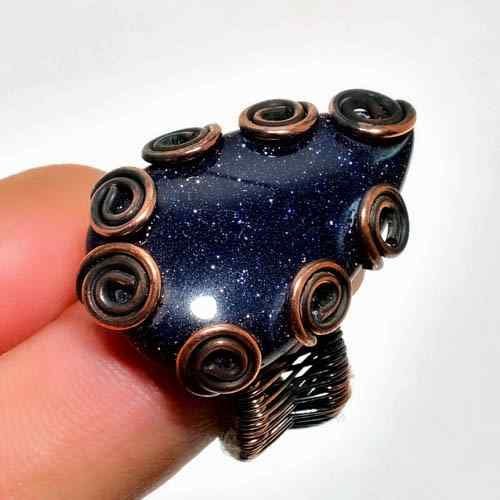 Ember’s Embrace – Goldstone Copper Ring
